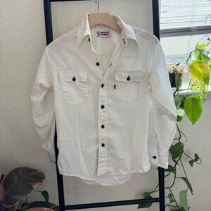 Vintage Levi's Saddleman Tag Orange Tab White Cotton Shirt Size Small